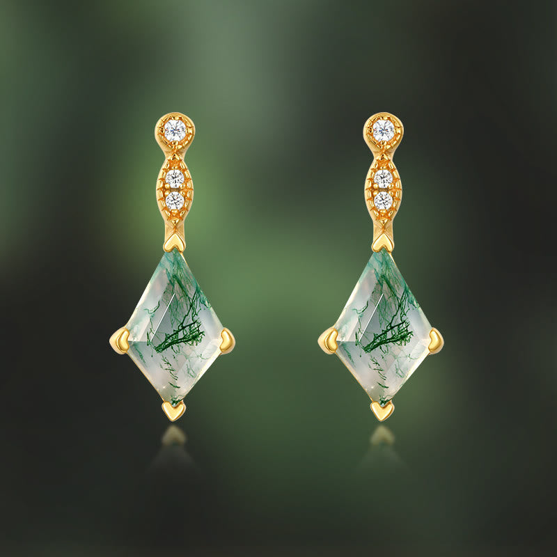 Moosachat und Weißer Zirkon Schmuckset - Lana