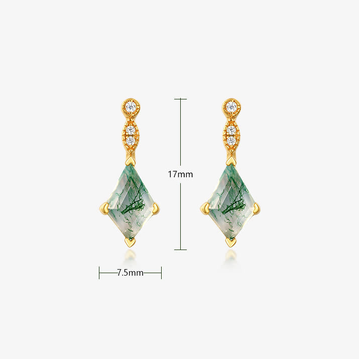 Moosachat und Weißer Zirkon Schmuckset - Lana
