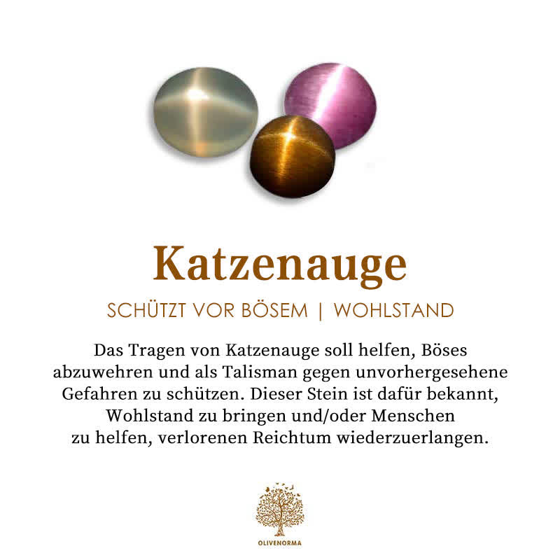 Herzförmige Katzenaugensteine Rosenkranz-Halskette - Elara