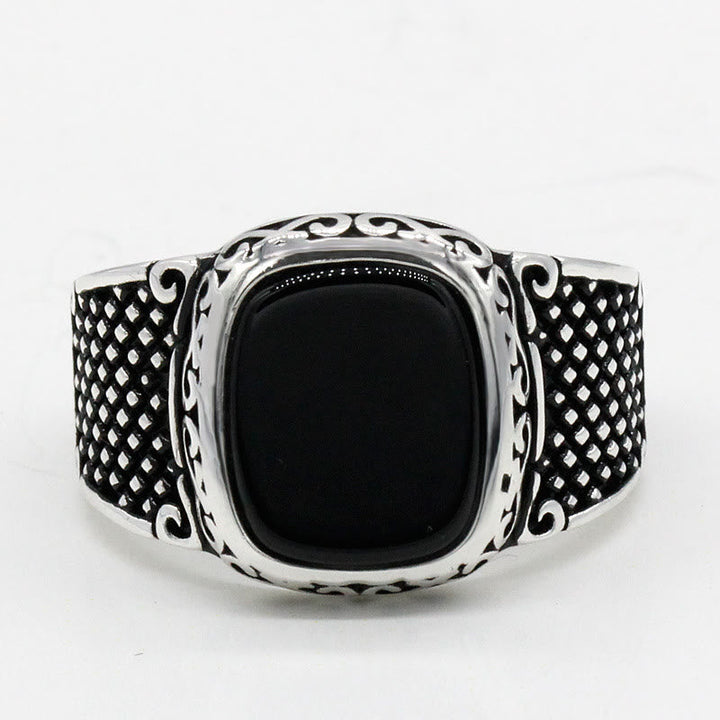 Schwarzer Onyx Silberring für Männer - Max