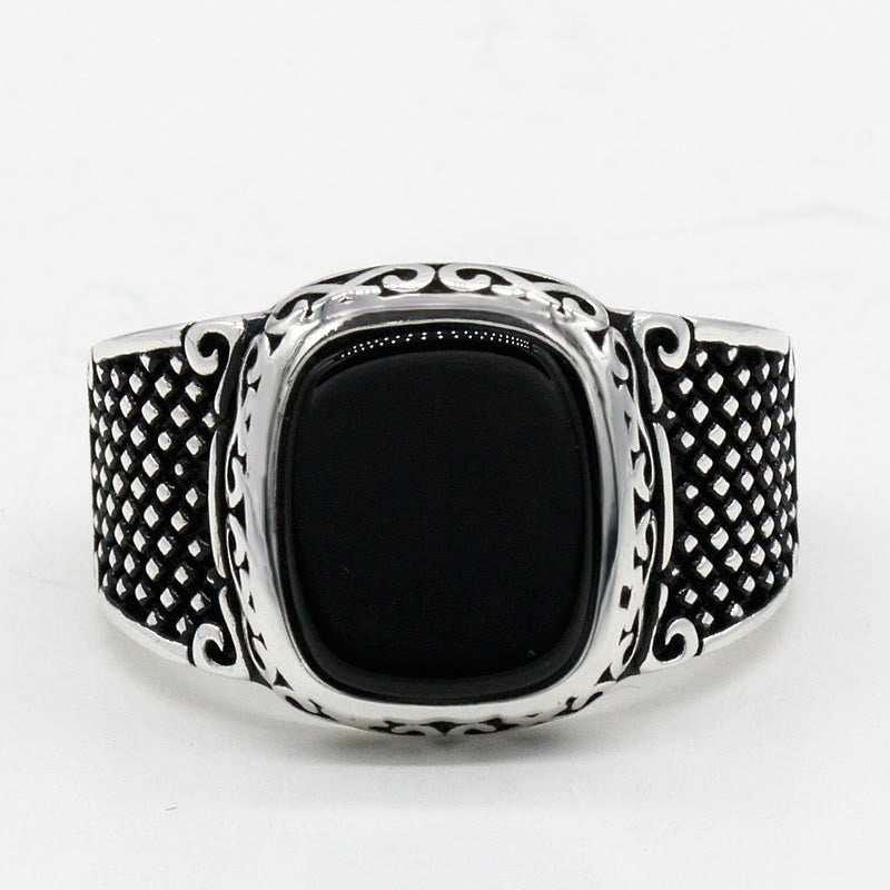 Schwarzer Onyx Silberring für Männer - Max