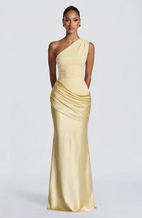 Sidonie One-Shoulder Draped Satin Maxi Dress 25