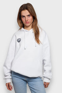 Weißer Damen-Hoodie mit Discokugel-Print - BellaShine