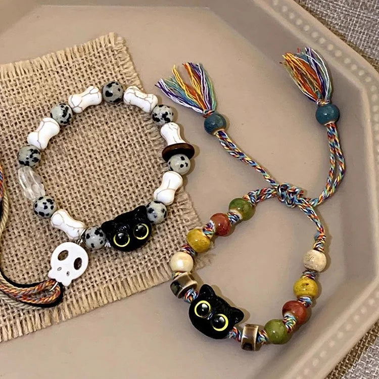 Kätzchen und Totenkopf Armband - Selina