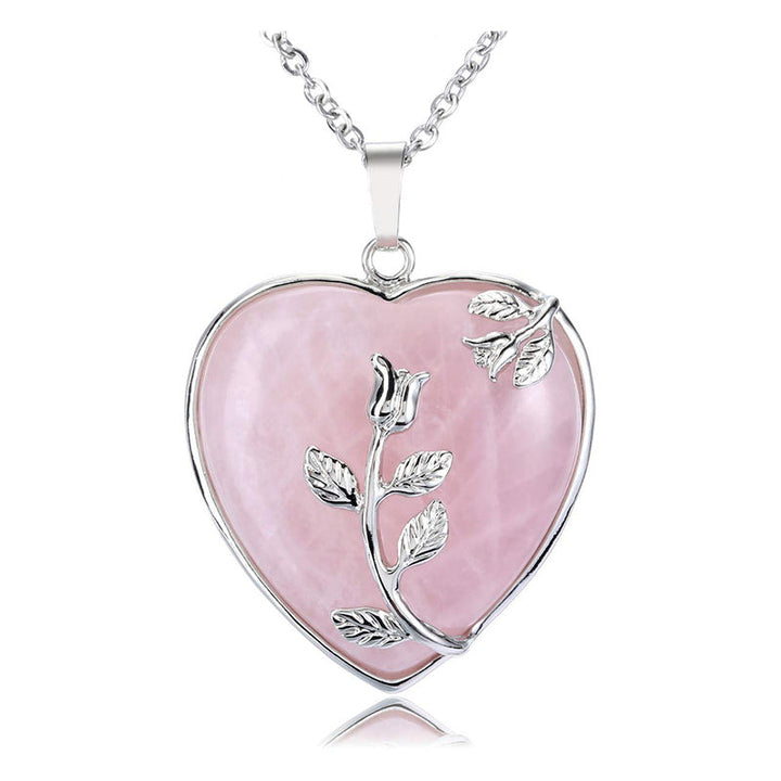Stylish Heart-Shaped Rose Quartz Necklace - Amara