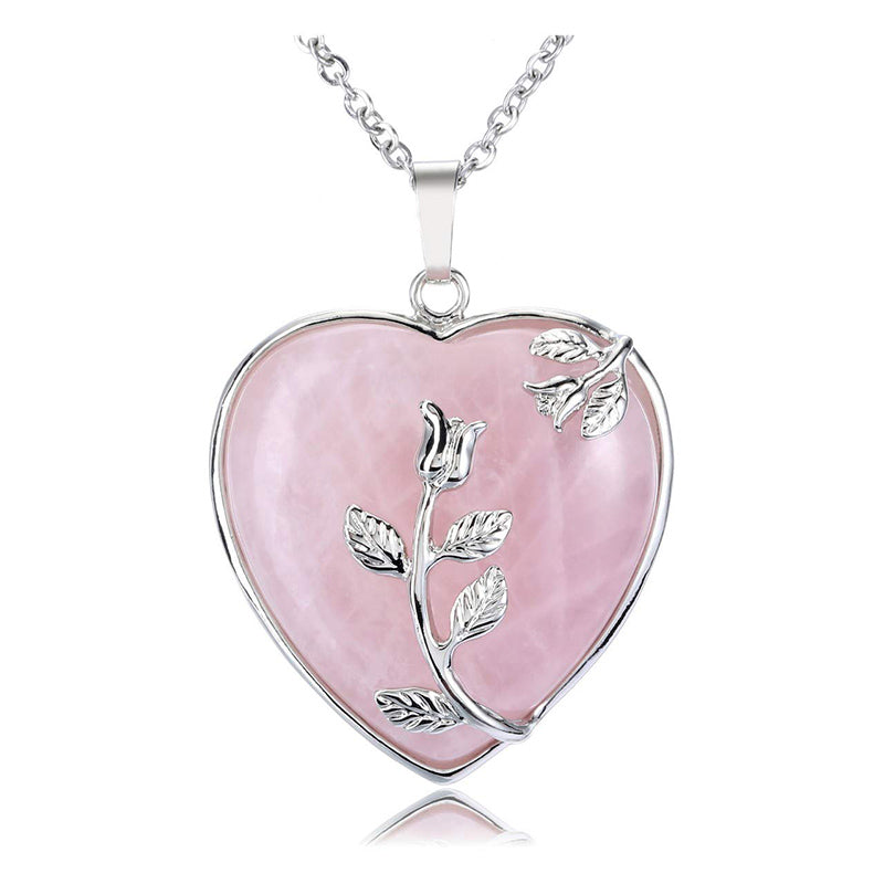 Stylish Heart-Shaped Rose Quartz Necklace - Amara