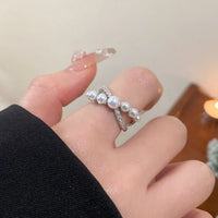 Verstellbarer Vintage-Ring mit Zirkonia und Perle - Isadora