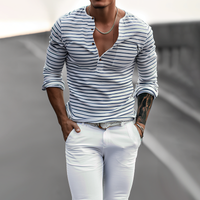 Gestreept Henley Shirt Met Lange Mouwen – Ewan