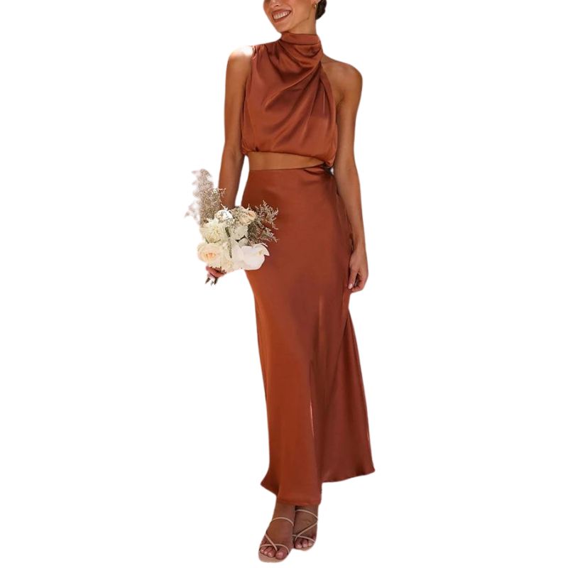 Satin Zweiteiliges Set mit Rock – Lina
