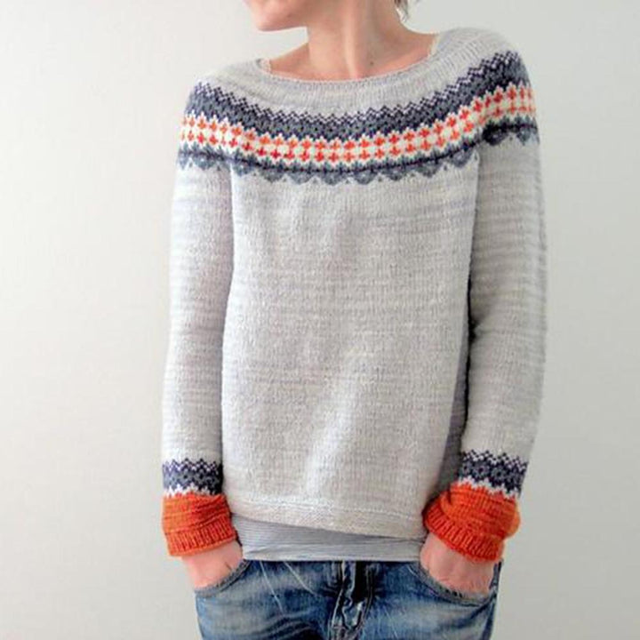 Skandinavischer trendiger Pullover mit lebendigem Muster - NordicChic