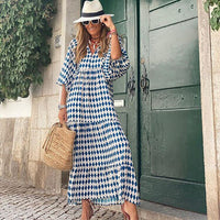 Printed Maxi Dress with Waistband – Aurelia