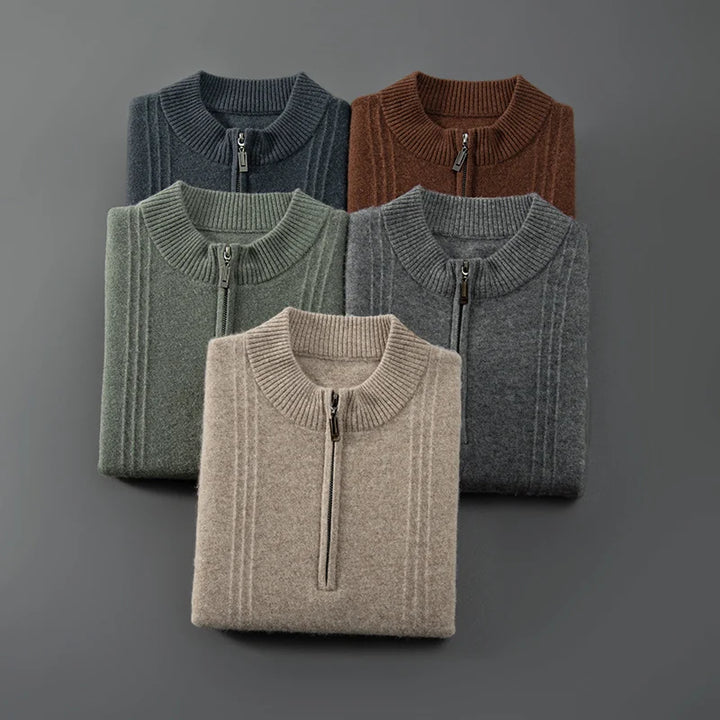 Warmer legerer Herrenpullover mit halbem Reißverschluss - Logan