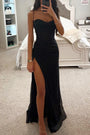 Abendkleid mit Glitzer und hohem Schlitz für Damen – Lorena