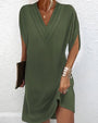 Damenkleid mit V-Ausschnitt & lockerer Passform – Saphira