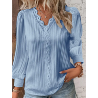 Stylish women's blouse with V-neck and long sleeves - Alvara