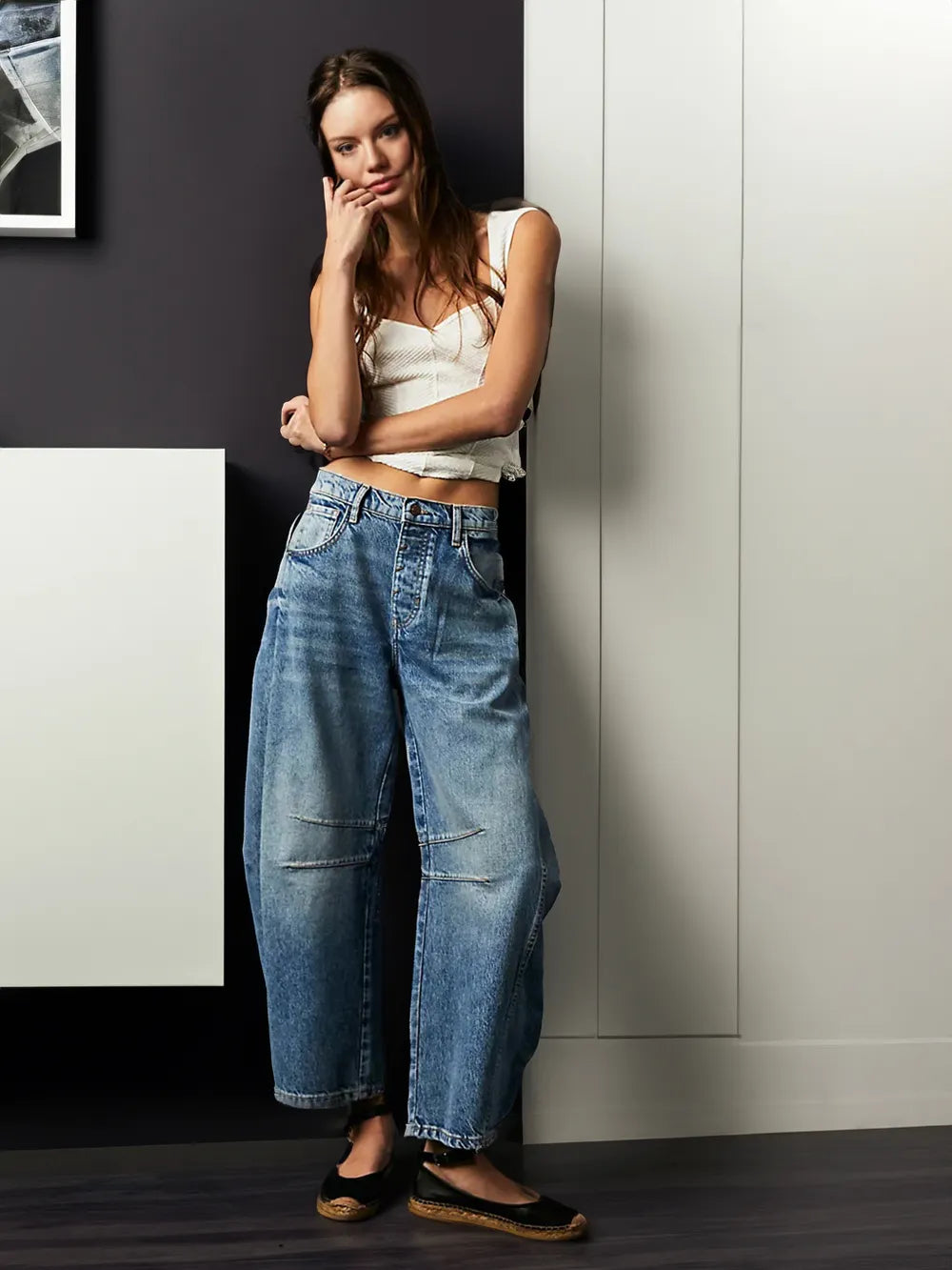 Trendige Mid-Rise Barrel Jeans - Livia