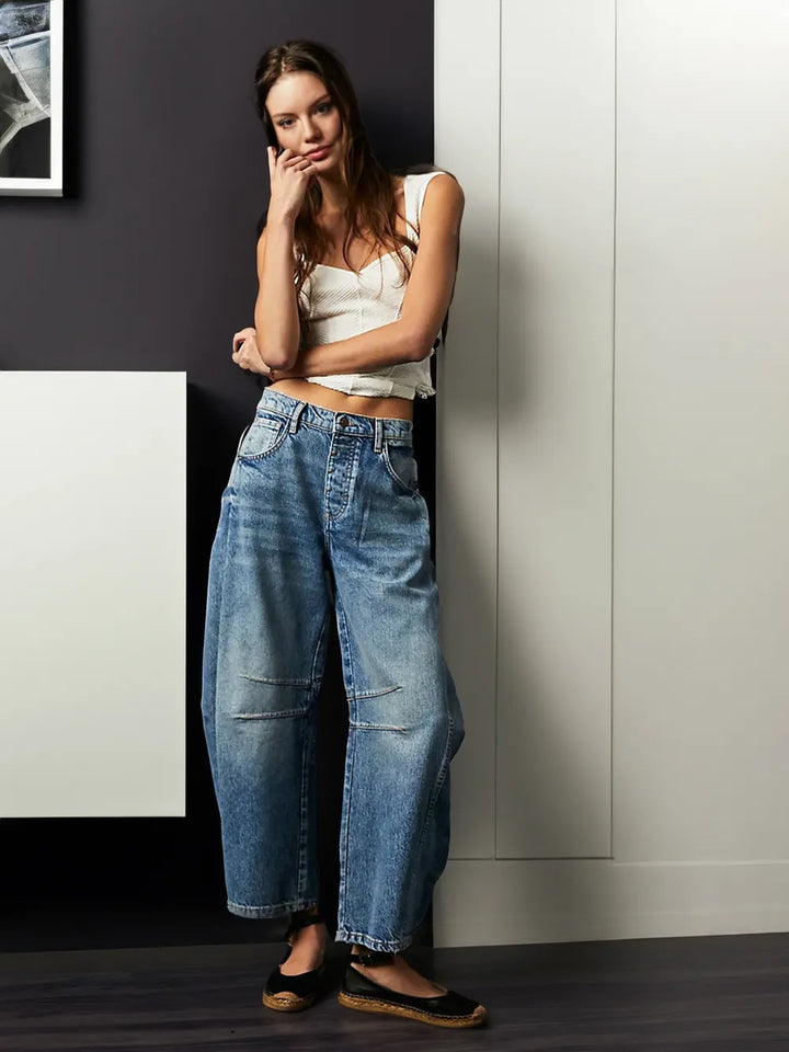 Trendige Mid-Rise Barrel Jeans - Livia