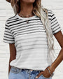 Gestreiftes Damen-T-Shirt mit Rundhals und Farbverlauf – Melia