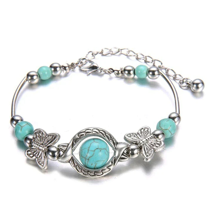 Turquoise Butterfly Beaded Bracelet | With Very Detailed Charms