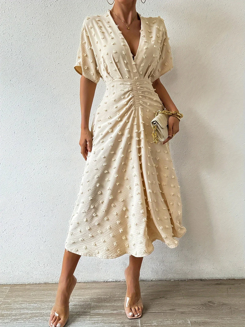 Fein gefaltetes Midikleid mit Rüschen | Abendkleid