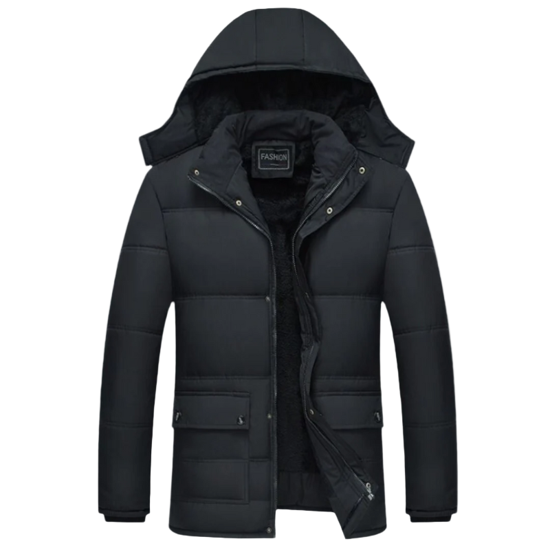 Zwarte Gewatteerde Heren Winterjas met Moderne Snit – Leon