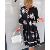 Trendiges Kleid mit Blumenmuster und 3/4 Ärmeln – Elin