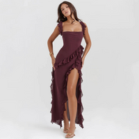 Trendy maxi jurk met ruches en chiffon voor de zomer – Amira