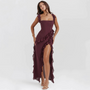 Trendiges Maxikleid mit Rüschen und Chiffon für den Sommer – Amira