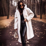Lange Damen Teddyjacke mit Kapuze – Maren