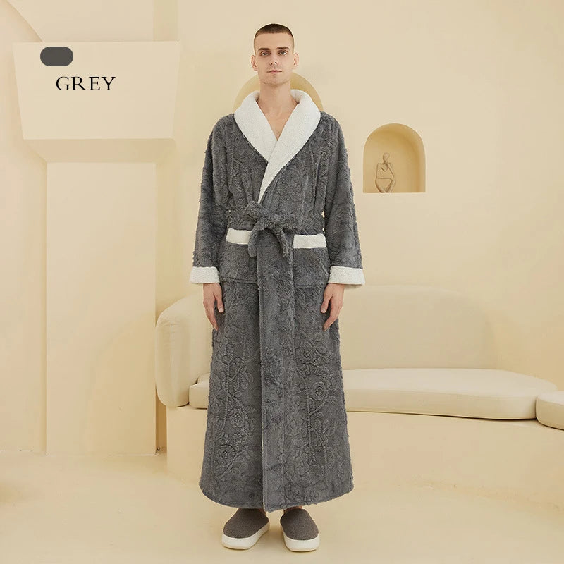 Jacquard Bathrobe | Warm and comfy fleece bathrobe
