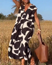 V-Ausschnitt Maxikleid mit Print - Bella