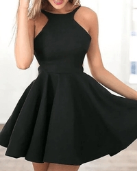 Stylish women's summer dress with halter collar - Malia