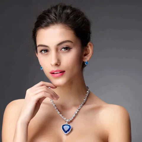 Blue Heart Crystal Necklace | Elegant and Stylish