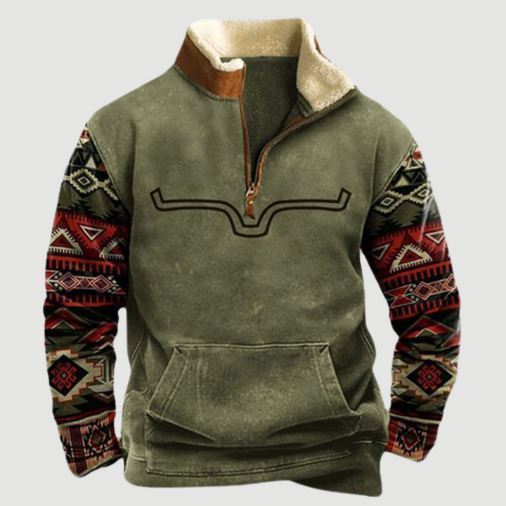 Vintage Fleece-Winterpullover mit Reißverschluss für Herren - Felix