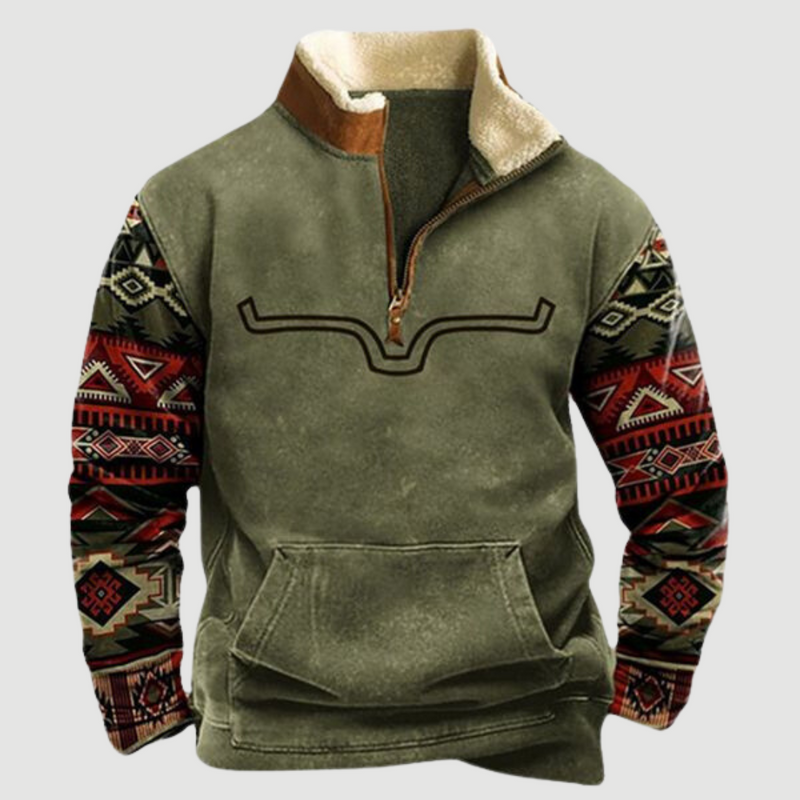 Vintage Fleece-Winterpullover mit Reißverschluss für Herren - Felix
