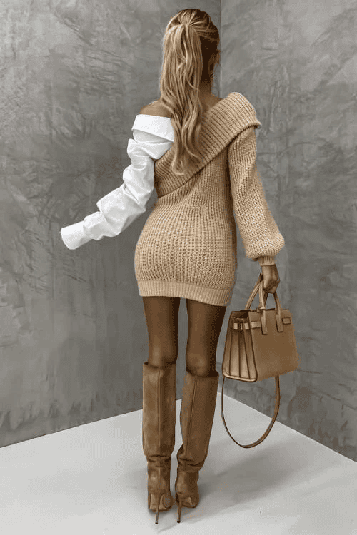 Gestricktes Kleid mit angenähter Bluse – Elodie