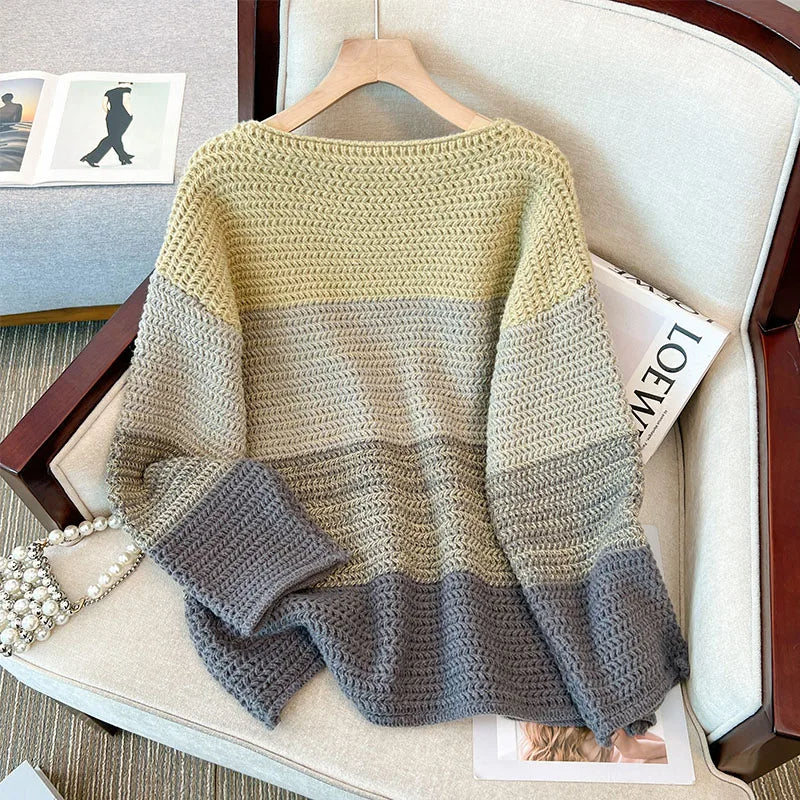 Oversized Damenpullover mit Patchwork-Design – Melina