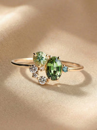 Natürlicher Peridot mit Zirkonring - Selene