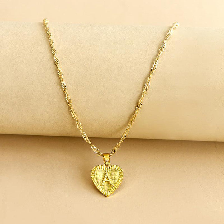 Goldene Initial Herz Anhänger Kette - Amara