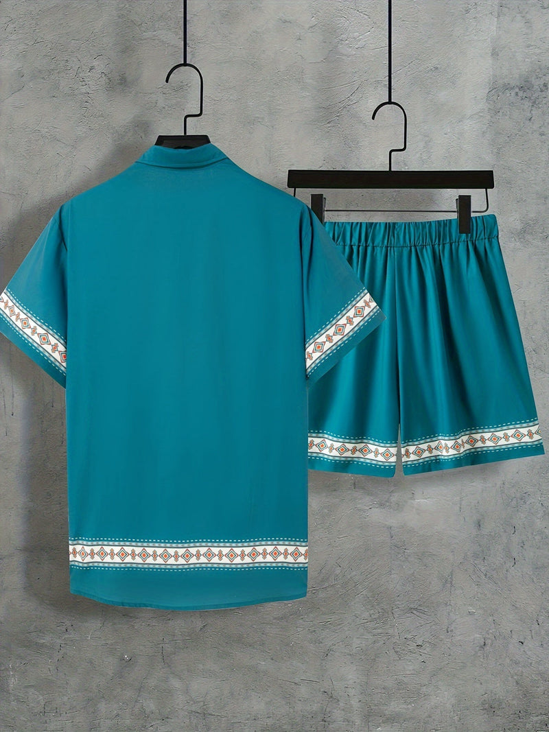 Zweiteiliges Boho-Sommer-Set Herren Hemd und Shorts Casual - Malik
