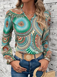 Damesblouse met bloemenpatroon & V-hals voor lente & herfst – Selina