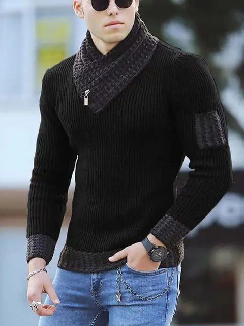 Lässiger Pullover | Vintage Wollpullover mit hohem Kragen