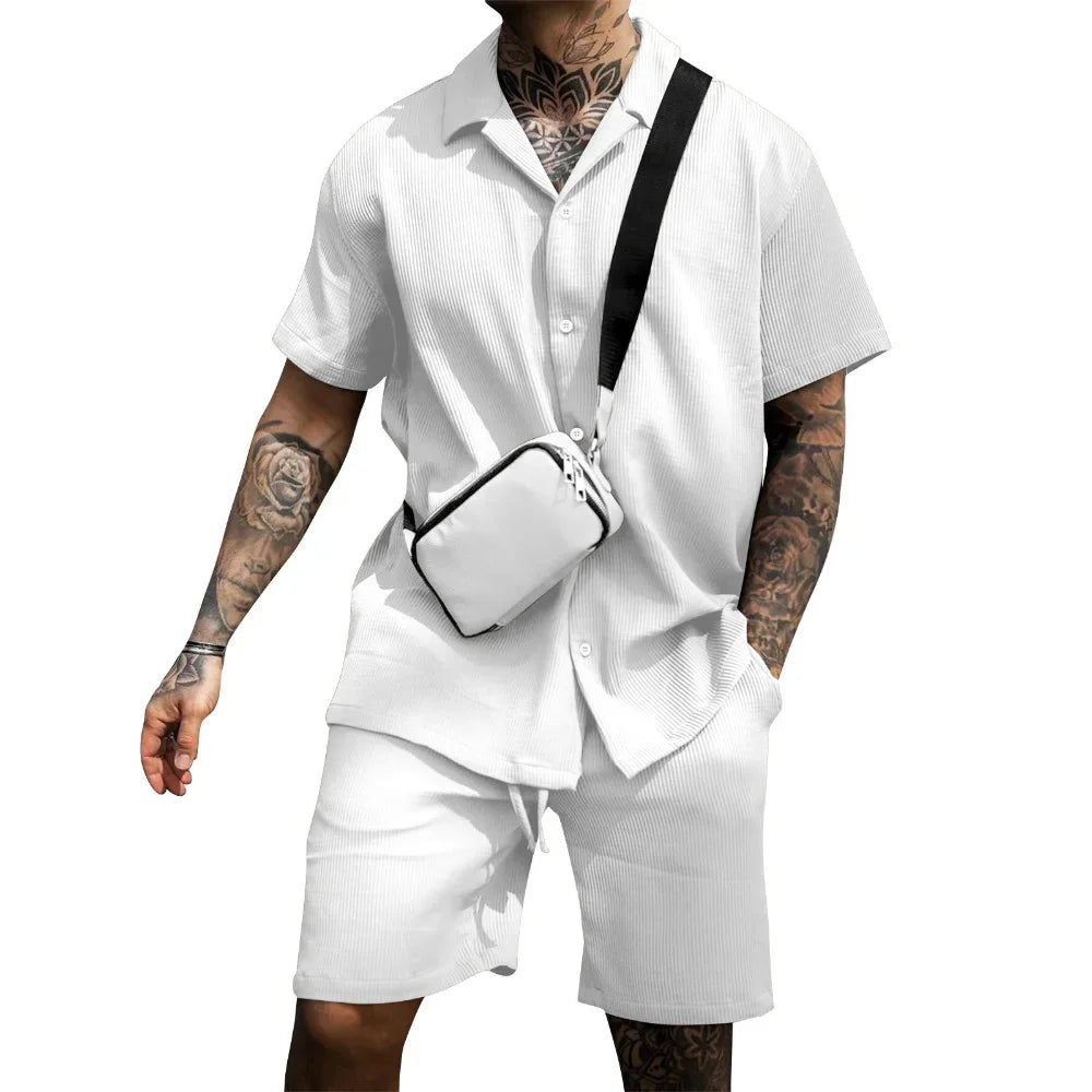 Zweiteiliges Sommeroutfit für Herren mit Hemd und Shorts – Milan