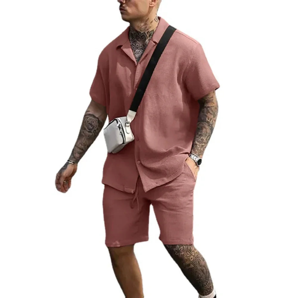 Zweiteiliges Sommeroutfit für Herren mit Hemd und Shorts – Milan
