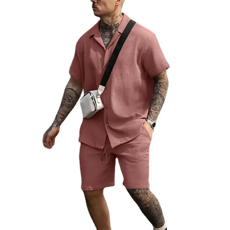 Zweiteiliges Sommeroutfit für Herren mit Hemd und Shorts – Milan