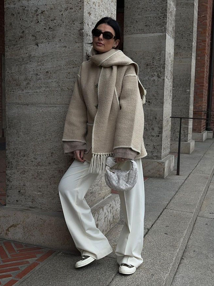 Damen-Winterjacke mit Schal - Celeste