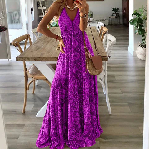 Zomerse Boho Maxi Jurk met Bloemenprint - Isabella