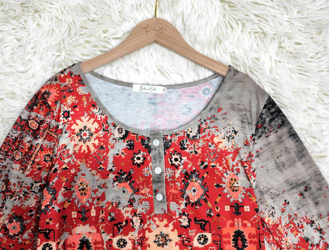 Vintage Aztec Print Longsleeve - Autumn Pattern