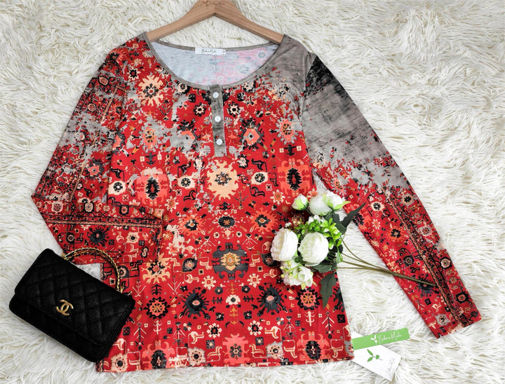 Vintage Aztec Print Longsleeve - Autumn Pattern