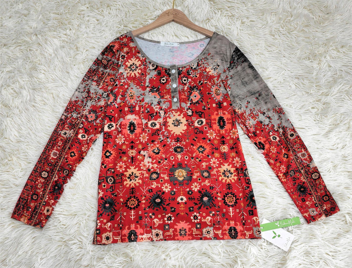 Vintage Aztec Print Longsleeve - Autumn Pattern